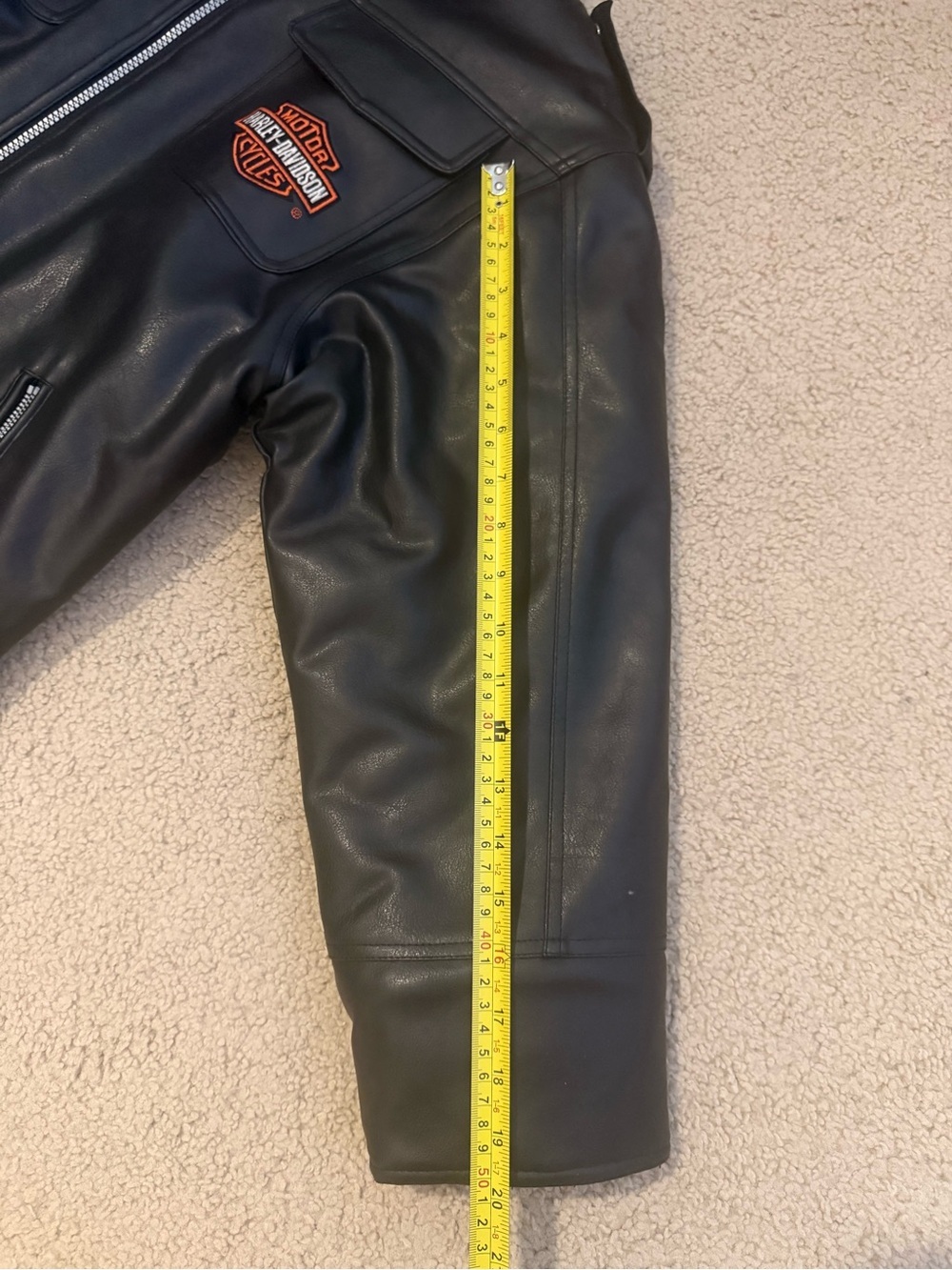 Harley-Davidson Women’s Black Faux Leather Moto Jacket Embroidered Logo M - Picture 7 of 11